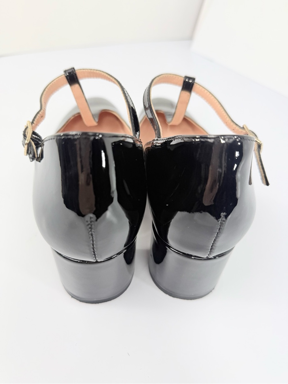 J. Crew MILLIE Black Patent Leather Glossy T Strap Block Heel Classic Shoes - Picture 11 of 15